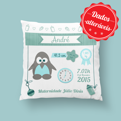 almofada personalizada pinguim verde almofada personalizada pinguim verde
