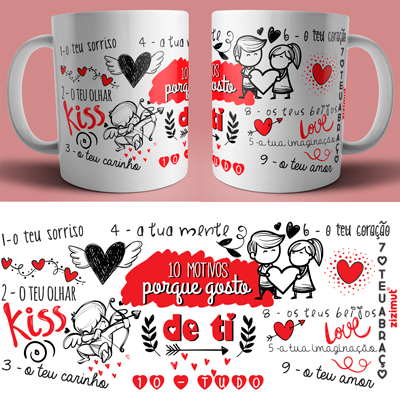 caneca 10 motivos porque gosto de ti caneca 10 motivos porque gosto de ti