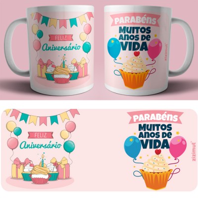caneca aniversário senhora caneca aniversário senhora