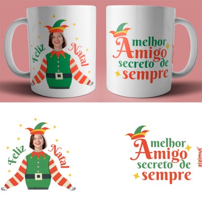 caneca melhor amigo secreto de sempre elfo com foto da cara caneca melhor amigo secreto de sempre elfo com foto da cara